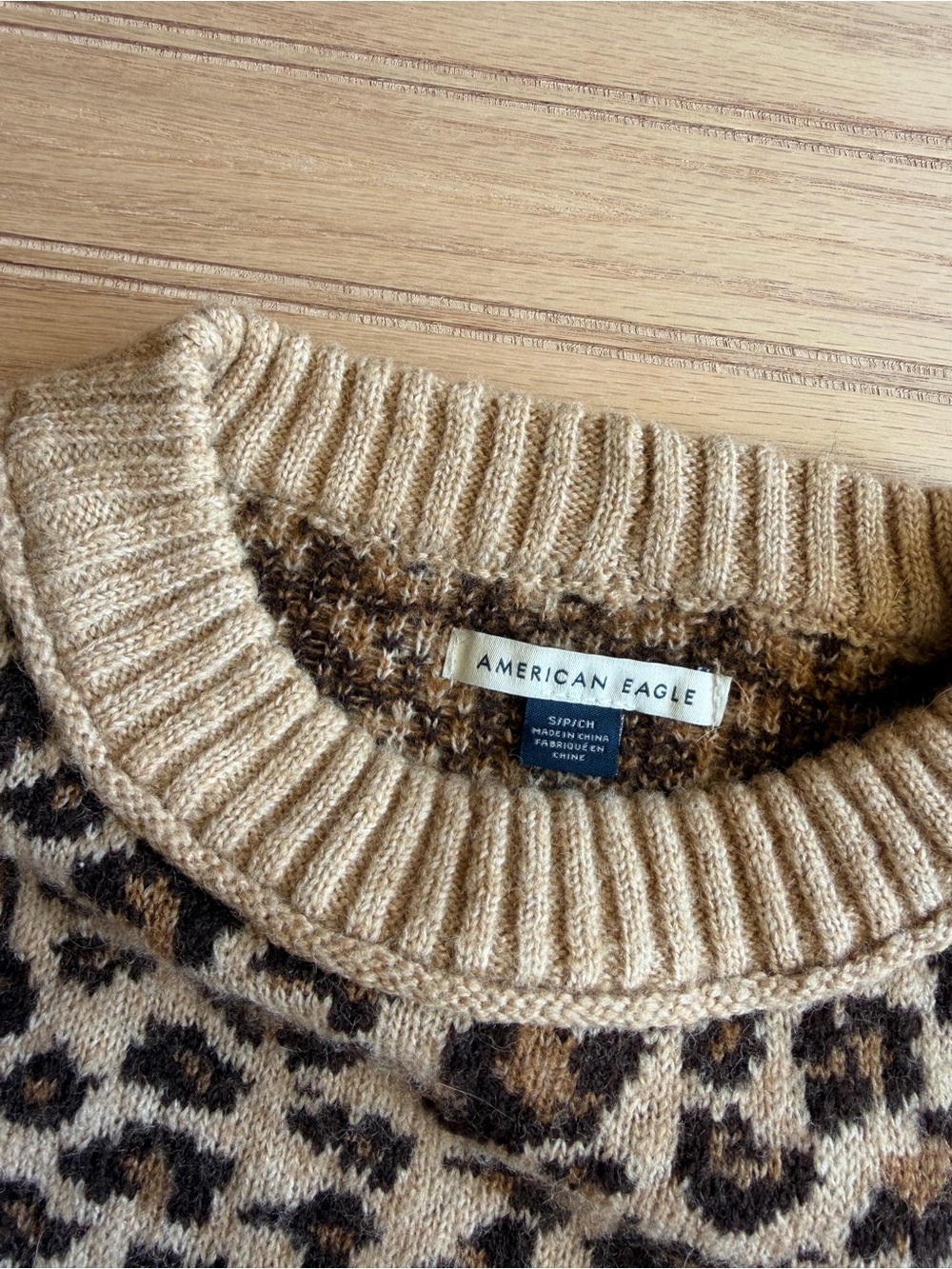 American Eagle Leopard Print Crewneck Sweater - Picture 3 of 4
